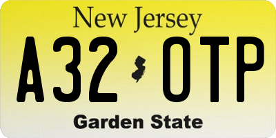 NJ license plate A32OTP