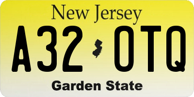 NJ license plate A32OTQ