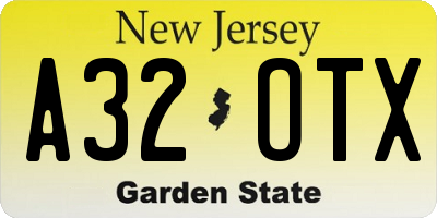 NJ license plate A32OTX