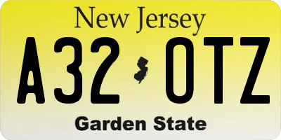 NJ license plate A32OTZ