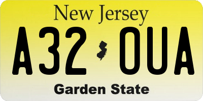 NJ license plate A32OUA