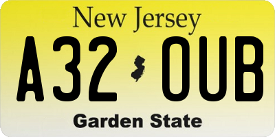 NJ license plate A32OUB
