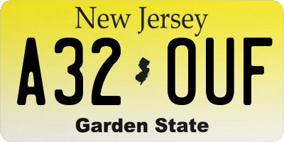 NJ license plate A32OUF