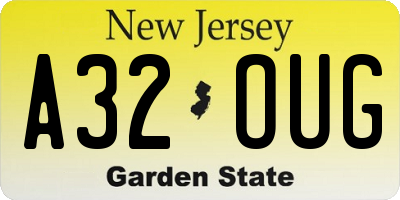NJ license plate A32OUG