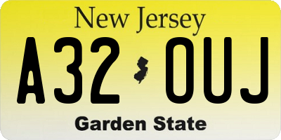 NJ license plate A32OUJ