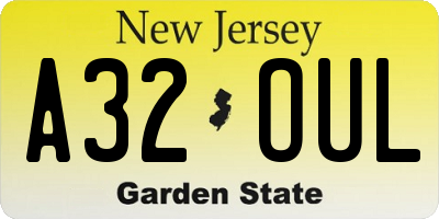 NJ license plate A32OUL