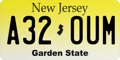 NJ license plate A32OUM