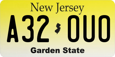 NJ license plate A32OUO