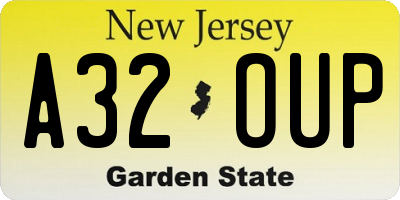 NJ license plate A32OUP