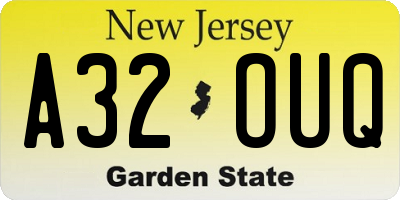 NJ license plate A32OUQ