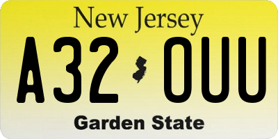 NJ license plate A32OUU