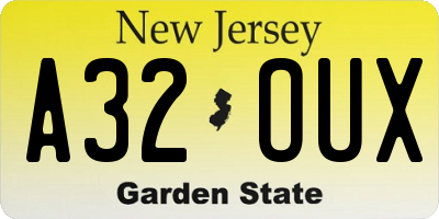 NJ license plate A32OUX