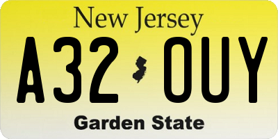 NJ license plate A32OUY