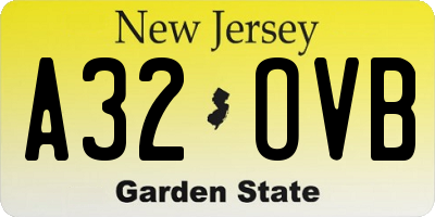 NJ license plate A32OVB
