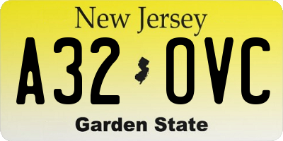 NJ license plate A32OVC