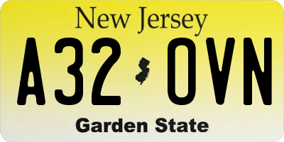NJ license plate A32OVN