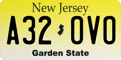 NJ license plate A32OVO