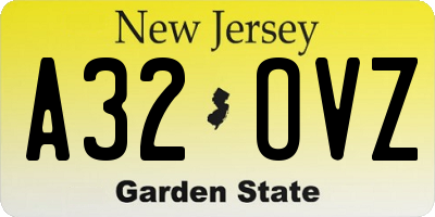 NJ license plate A32OVZ