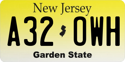 NJ license plate A32OWH