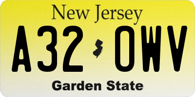 NJ license plate A32OWV
