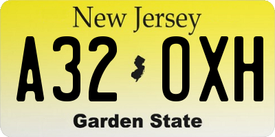 NJ license plate A32OXH
