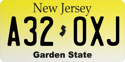NJ license plate A32OXJ