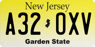 NJ license plate A32OXV