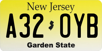 NJ license plate A32OYB