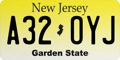 NJ license plate A32OYJ