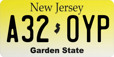 NJ license plate A32OYP