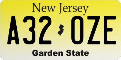 NJ license plate A32OZE