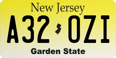 NJ license plate A32OZI