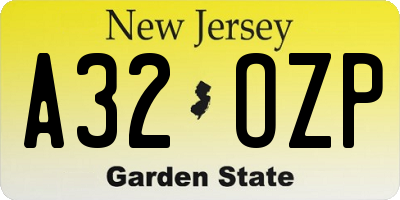 NJ license plate A32OZP