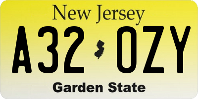 NJ license plate A32OZY