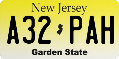 NJ license plate A32PAH