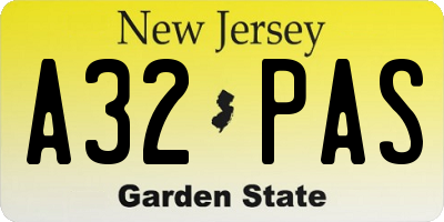NJ license plate A32PAS
