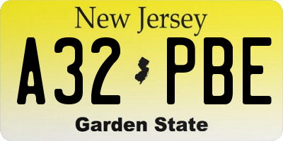 NJ license plate A32PBE