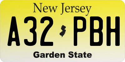 NJ license plate A32PBH