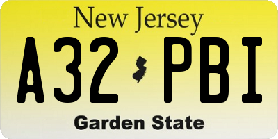 NJ license plate A32PBI