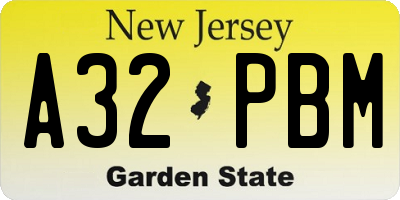 NJ license plate A32PBM