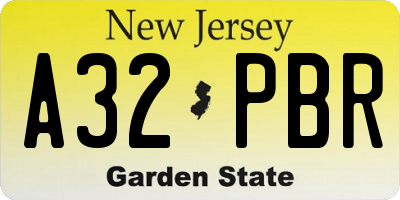 NJ license plate A32PBR