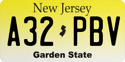 NJ license plate A32PBV