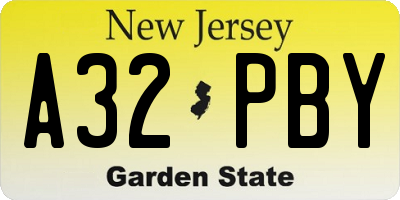 NJ license plate A32PBY