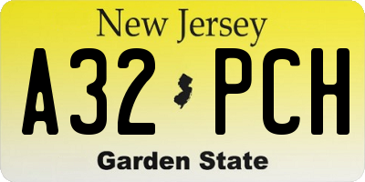 NJ license plate A32PCH