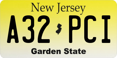 NJ license plate A32PCI