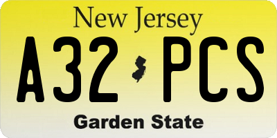 NJ license plate A32PCS