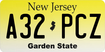 NJ license plate A32PCZ