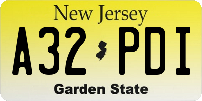 NJ license plate A32PDI
