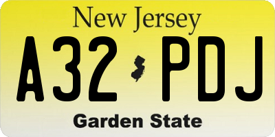 NJ license plate A32PDJ