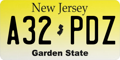 NJ license plate A32PDZ